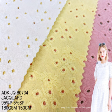NOUVEAU INSTATOIRE PRIX TEXTILES VOLIRES VENDRE 95% Polyester 5% Spandex White Jacquard Fabric pour robe Woman Material
